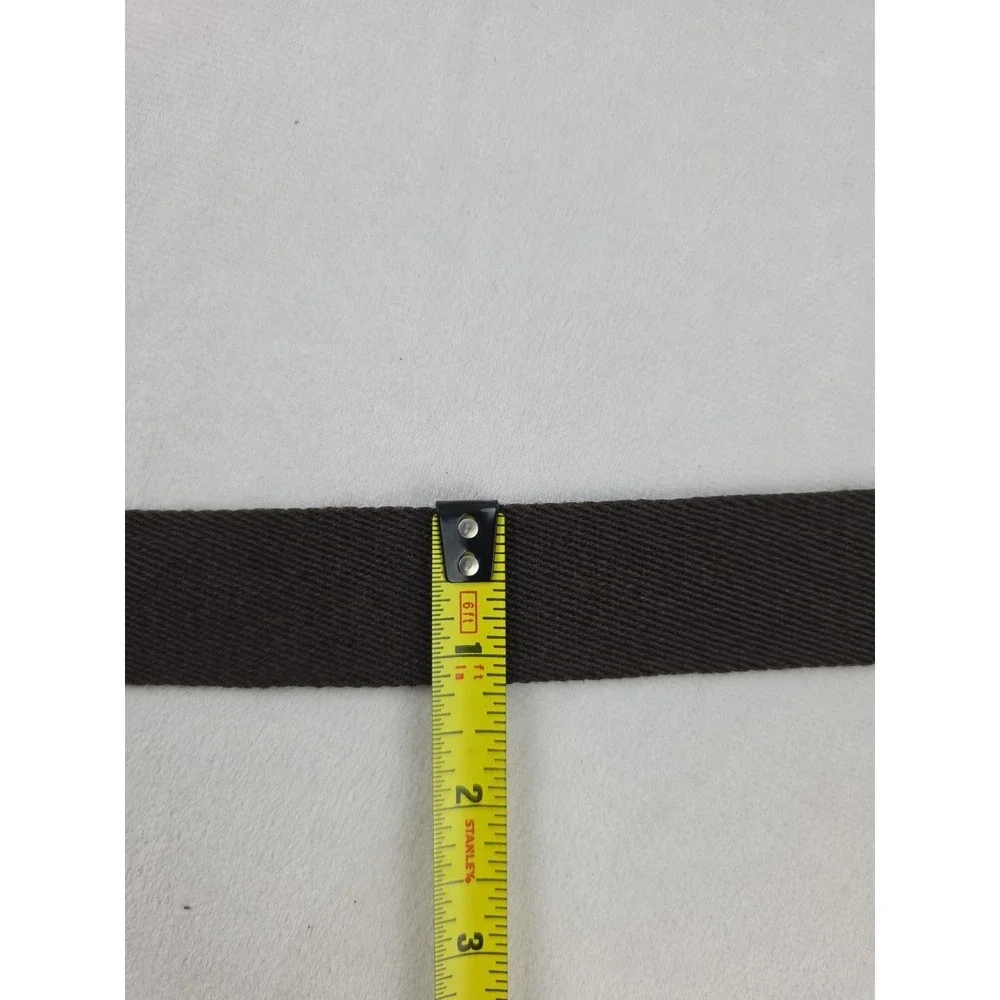 DOONEY & BOURKE  Surcingle Brown Leather Wool Web Brass Buckle USA 36 - Picture 3 of 4